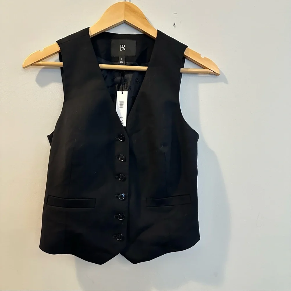 Banana Republic Hayden Black Cropped Vest Tailored Sleeveless Top Size 2 NWT